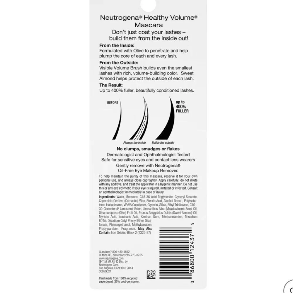 🦋 Neutrogena Healthy Volume Mascara - Black New FullSz